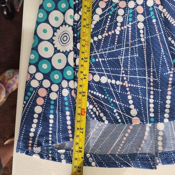 Shoreline Blue Sleeveless Dress 1X-2X Abstract Dot Pattern Knee Length Lightweig - Picture 7 of 15